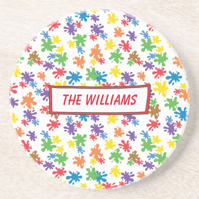 Vibrant Paint Splatter Coaster (Front)