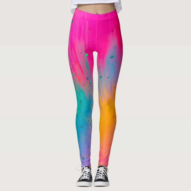 Vibrant Paint Splatter Leggings (Front)