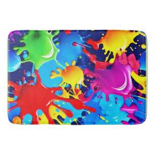 Vibrant Paint Splatters: A Bold Colours Statement Bath Mat