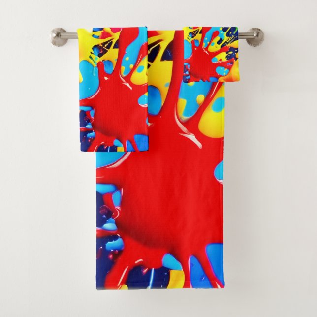 Vibrant Paint Splatters: A Bold Colours Statement Bath Towel Set (Insitu)