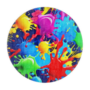 Vibrant Paint Splatters: A Bold Colours Statement Cutting Board