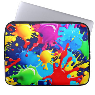 Vibrant Paint Splatters: A Bold Colours Statement Laptop Sleeve