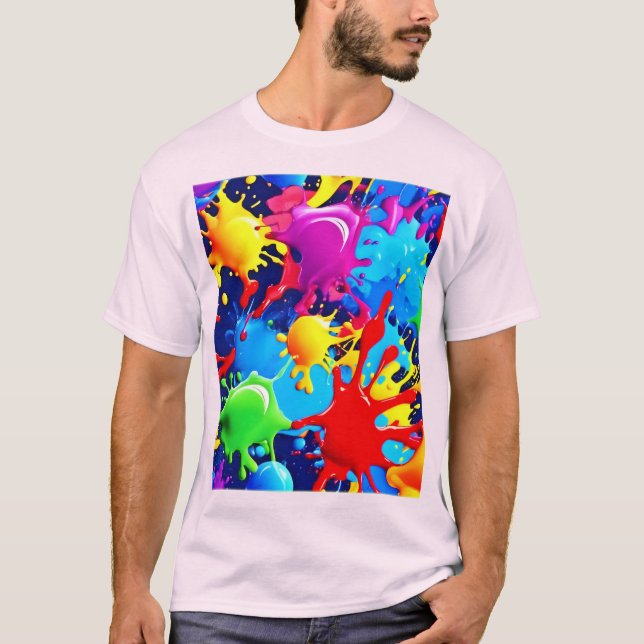 Vibrant Paint Splatters: A Bold Colours Statement T-Shirt (Front)