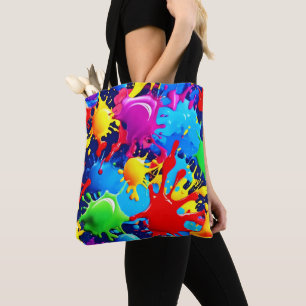 Vibrant Paint Splatters: A Bold Colours Statement Tote Bag