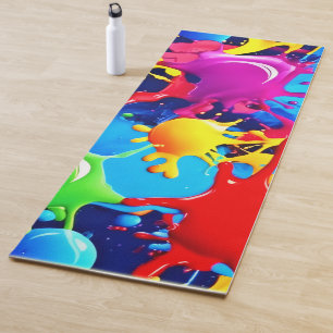 Vibrant Paint Splatters: A Bold Colours Statement Yoga Mat