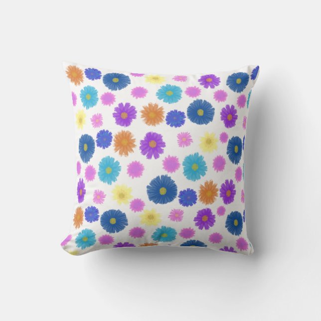 Vibrant Painted Floral Pattern - Colourful Decorat Cushion (Front)