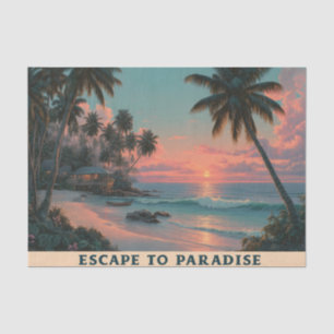 Vibrant Painterly Tropical Beach Sunset Tissue Paper