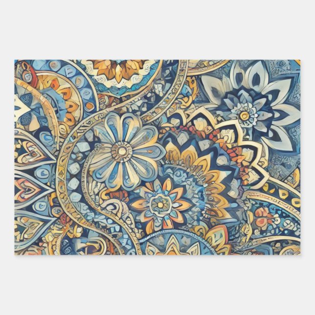 Vibrant Paisley Whirl  Wrapping Paper Sheet (Front)