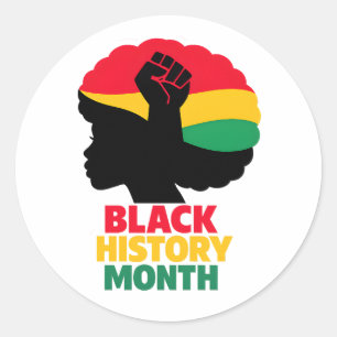 Vibrant Pan African Colors Afro Woman Silhouette Classic Round Sticker