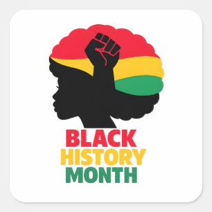 Vibrant Pan African Colors Afro Woman Silhouette  Square Sticker