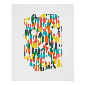 Vibrant Panels: Tropical Geometrics Poster