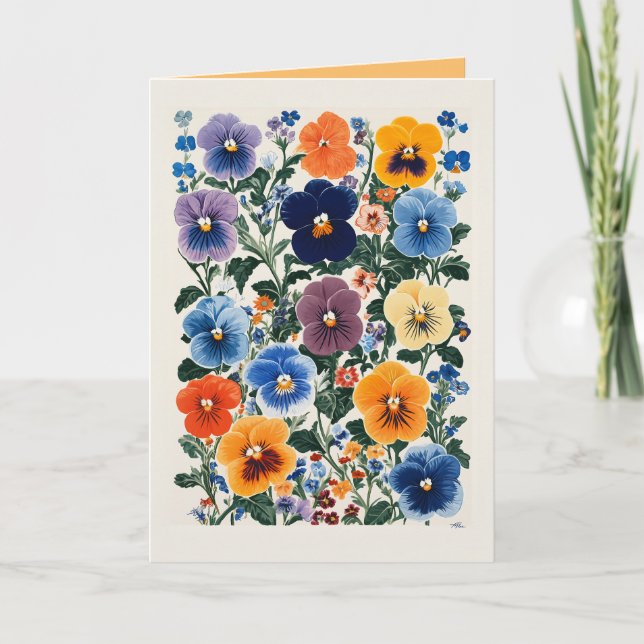 Vibrant Pansy Floral Illustration Invitation (Front)