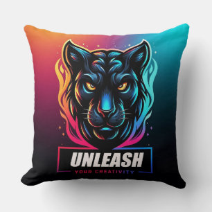 Vibrant Panther Artwork Cushion