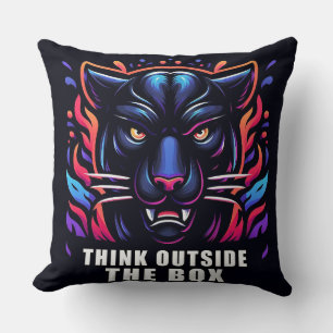 Vibrant Panther Artwork with Motivational Phrase Cushion