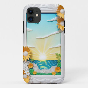 Vibrant Paper Craft Scene of Ocean Waves iPhone 11 Case