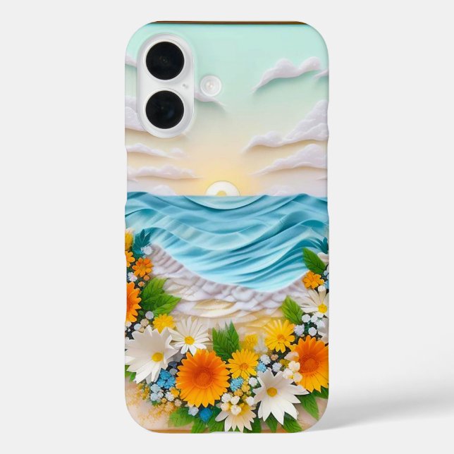 Vibrant Paper Craft Scene of Ocean Waves Case-Mate iPhone Case (Back)