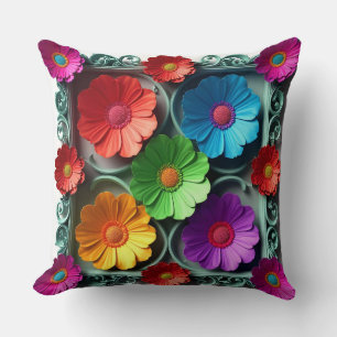 Vibrant Paper Flower Frame Cushion
