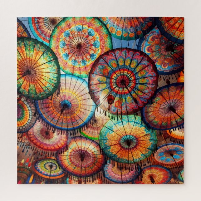 Vibrant Paper Umbrellas Jigsaw Puzzle (Vertical)