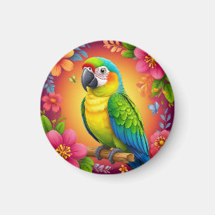 Vibrant Parrot Perched On A Branch Magnet