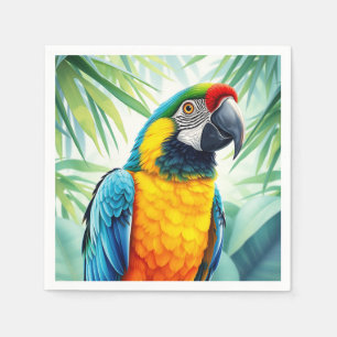 Vibrant Parrot with Detailed Feathers Napkin