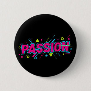 Vibrant Passion Typography - Retro 90s Pop Art Aes 6 Cm Round Badge