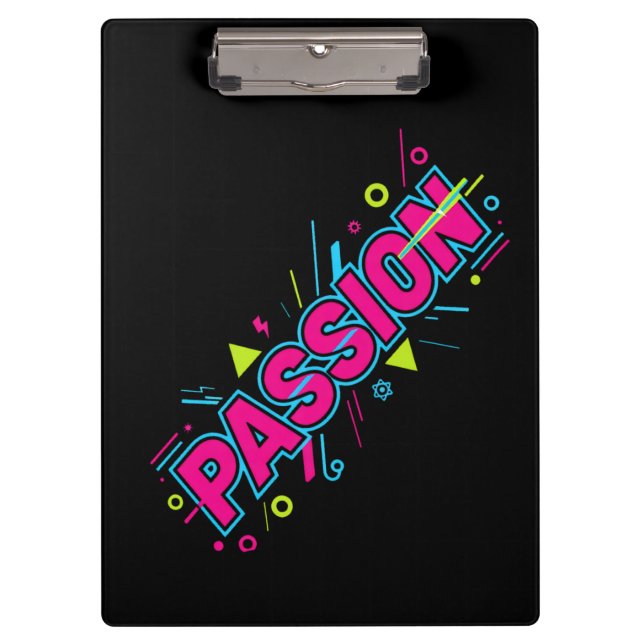 Vibrant Passion Typography - Retro 90s Pop Art Aes Clipboard (Front)