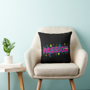 Vibrant Passion Typography - Retro 90s Pop Art Aes Cushion