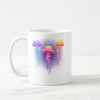 Vibrant Pastel Jellyfish Ocean Scene Coffee Mug