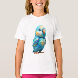 Vibrant Pastel Watercolor Blue Parrot Kids T-Shirt