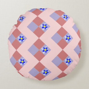 Vibrant Patchwork Floral  Round Cushion
