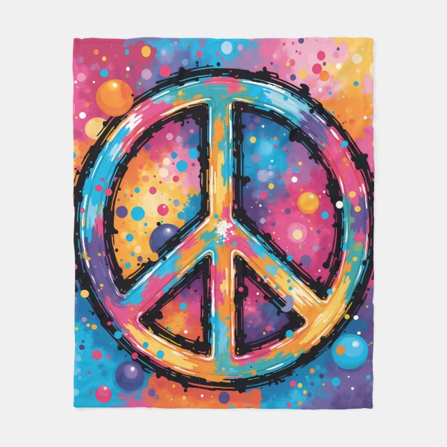 Vibrant Peace Fleece Blanket (Front)