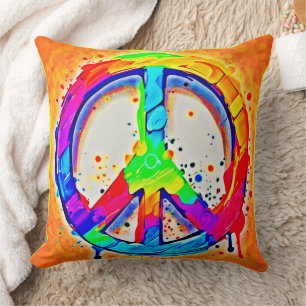 Vibrant Peace Logo: Colourful Artwork Cushion