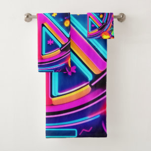 Vibrant Peace Sign Design Bath Towel Set