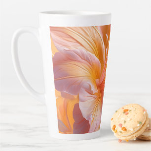 Vibrant Peach Hibiscus Floral Latte Mug