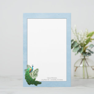 Vibrant Peacock   Blue Stationery