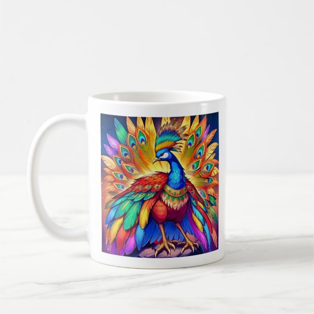 Vibrant Peacock  Coffee Mug (Left)