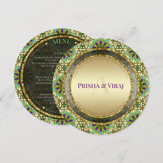 Vibrant Peacock Colours Indian Wedding Invitation (Front/Back)