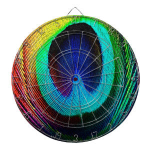 Vibrant Peacock Feather Dartboard