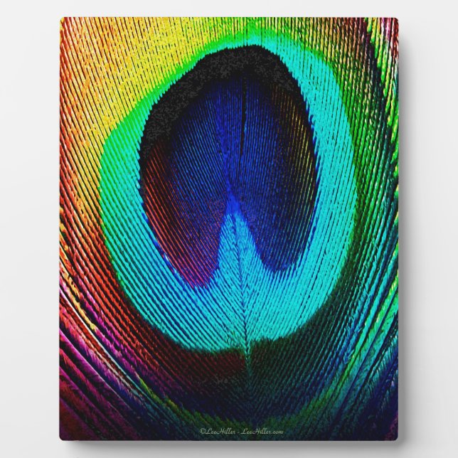 Vibrant Peacock Feather Plaque (Front)