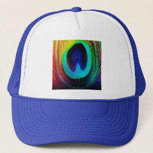 Vibrant Peacock Feather Trucker Hat