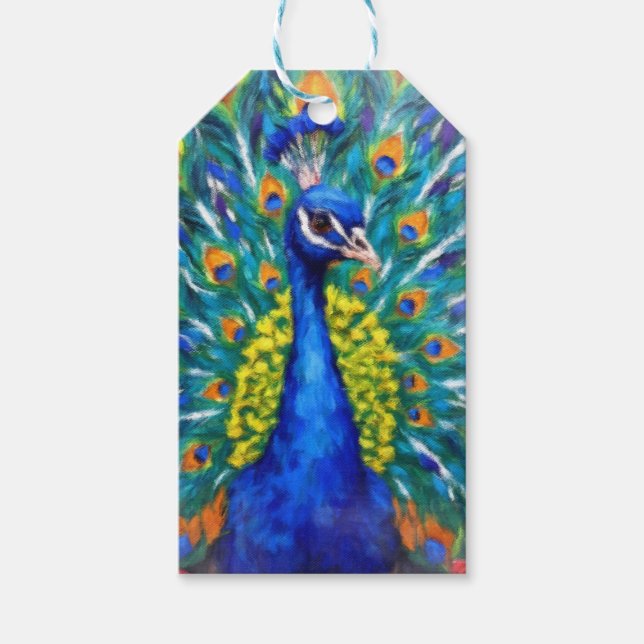 Vibrant Peacock Gift Tags (Front)