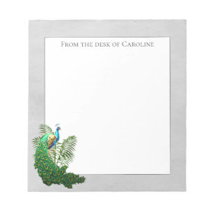 Vibrant Peacock Grey Notepad