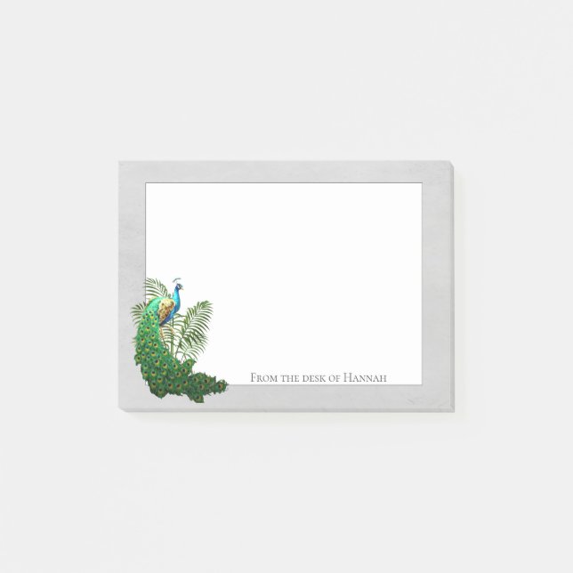 Vibrant Peacock | Grey Personalised Notes (Front)