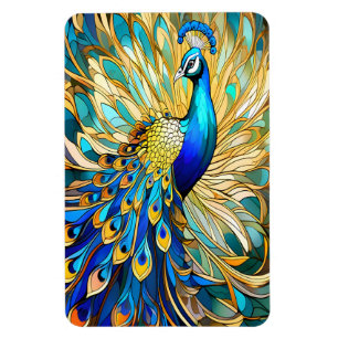 Vibrant Peacock in Art Nouveau Style Colourful Art Magnet
