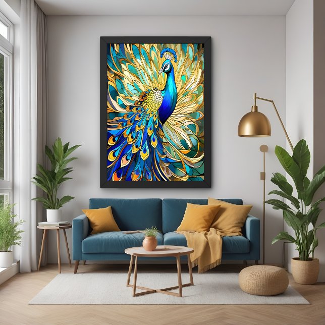 Vibrant Peacock in Art Nouveau Style Colourful Wal Poster (Creator Uploaded)