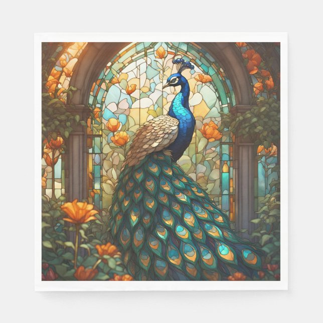 Vibrant Peacock Napkins: The Elegant Table Napkin (Front)