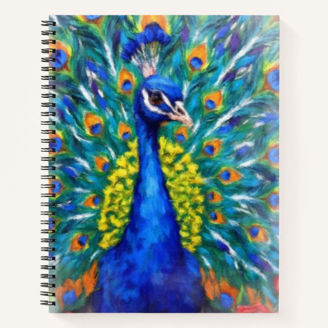 Vibrant Peacock Notebook (Front)