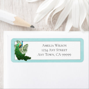 Vibrant Peacock Teal Label