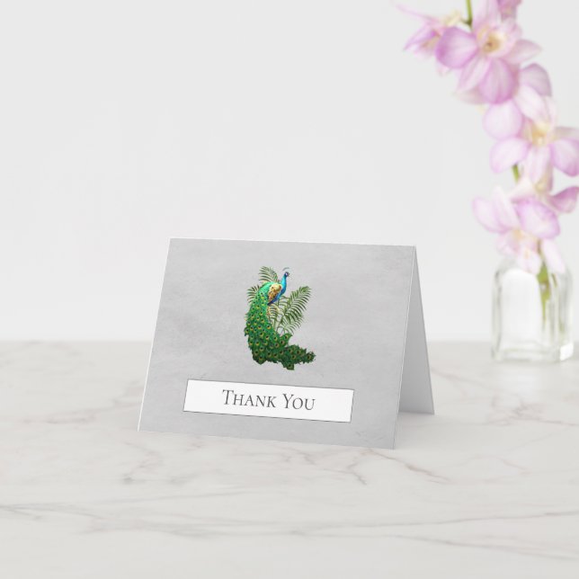 Vibrant Peacock Thank You | Grey Card (Orchid)