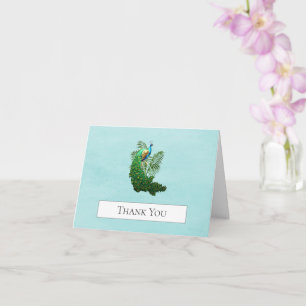 Vibrant Peacock Thank You   Teal Card